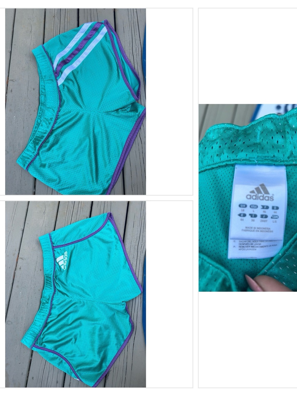 adidas Teal Running Shorts with Purple Trim